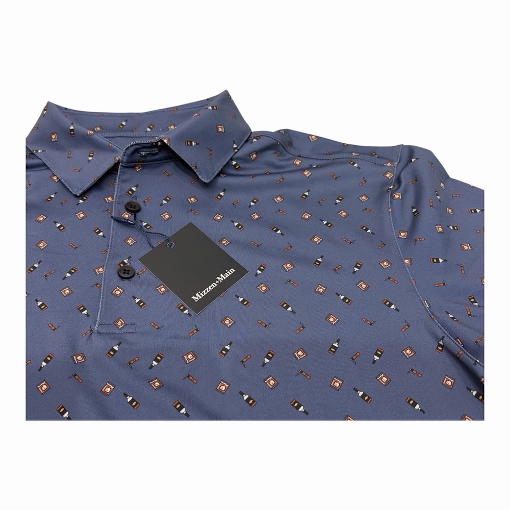 MIZZEN + MAIN Versa Lightweight Men's Golf Polo Whiskey And Ash Print S NWT
